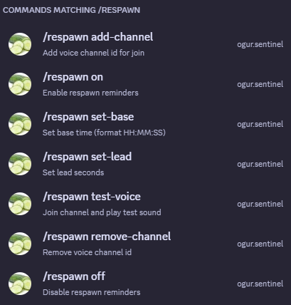 Discord Bot Commands