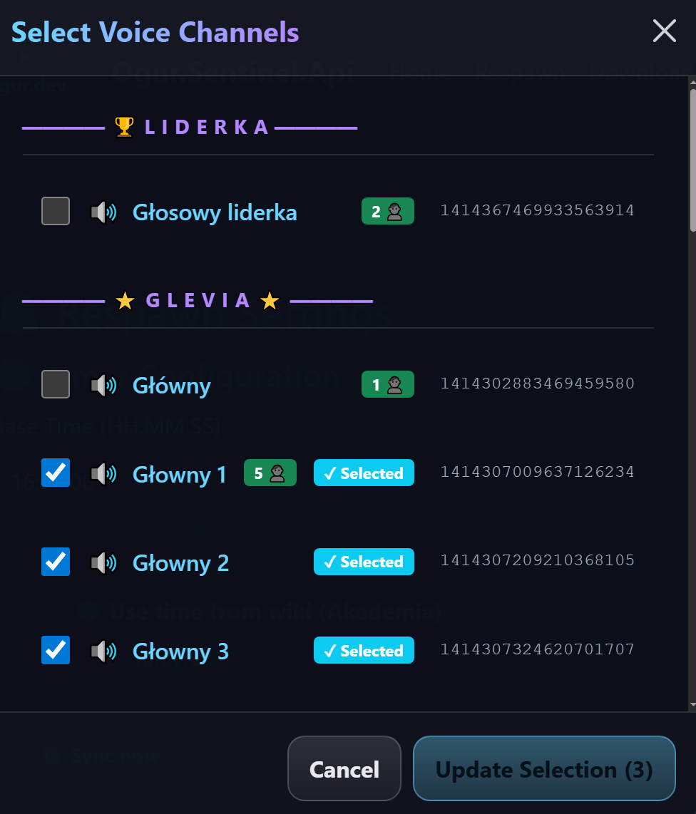 Ogur Sentinel Web Panel Add Channels